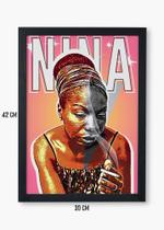Quadro Decorativo Nina Simone Trouble in Mind com Moldura e Acetato A3