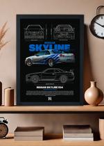 Quadro decorativo Nissan Skyline R34JDM - Com vidro Tamanho:21cm x 30cm (A4) Quadro decorativo Nissan Skyline R34JDM - Com vidro Tamanho:21cm x 30cm (A4)