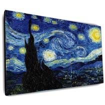 Quadro decorativo Noite estrelada Van Gogh. obras famosas em tela acetinada. pronto para pedurar.