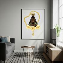 Quadro Decorativo Nossa Senhora Aparecida Terço - 70x50cm