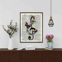 Quadro Decorativo Nota Musical - Borboletas 45X34Cm - Vidro