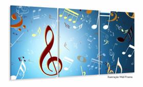 Quadro Decorativo Notas Musicais 120x60 3 peças