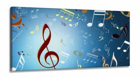 Quadro Decorativo Notas Musicais em Tecido Canvas 130x60 Quadro Decorativo Notas Musicais em Tecido Canvas 130x60