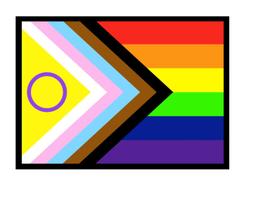 Quadro Decorativo Nova Bandeira Progressista do Orgulho LGBTQIA+ com Moldura E Acetato Tamanho A3