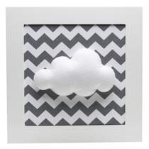 Quadro Decorativo Nuvem Chevron Cinza Quarto Bebê Infantil