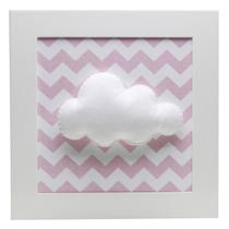 Quadro Decorativo Nuvem Chevron Rosa Quarto Bebê Infantil