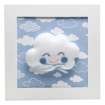 Quadro Decorativo Nuvem Com Carinha Azul Bebê Infantil
