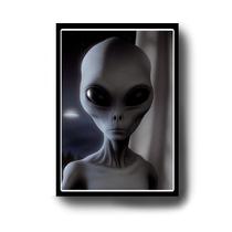 Quadro Decorativo O Alien, Ufo Visitante do Espaço com Moldura E Acetato Tamanho A3