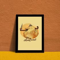 Quadro Decorativo Obaluaê 24x18cm Moldura de Madeira Preta