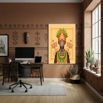 Quadro Decorativo Obaluaê - Orixá da Cura - 70x50cm Cor:Moldura Preta