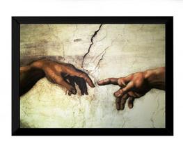 Quadro Decorativo Obra De Arte Da Vince Capela Cistina Mãos Quadro Decorativo Obra De Arte Da Vince Capela Cistina Mãos