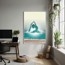 Quadro Decorativo Oceano Com Yoga-70x50cm Mold Preta Quadro Decorativo Oceano Com Yoga-70x50cm Mold Preta