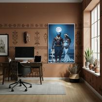 Quadro Decorativo Ogum e Iemanjá - 70x50cm Cor:Moldura Preta