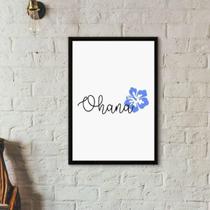 Quadro Decorativo Ohana Flor Azul 45X34Cm Moldura Preta