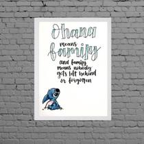 Quadro Decorativo Ohana Means Family 24x18cm - com vidro Quadro Decorativo Ohana Means Family 24x18cm - com vidro
