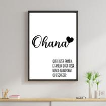 Quadro Decorativo Ohana Quer Dizer Família 34x23Cm