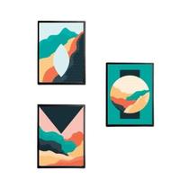 Quadro Decorativo Olhar Abstrato Com Vidro 24X18Cm 3 Peças
