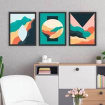 Quadro Decorativo Olhar Abstrato Com Vidro 24X18Cm 3 Peças