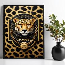 Quadro Decorativo Onça Luxo Grife Marca 33X24Cm