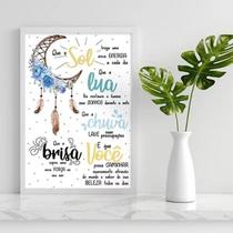 Quadro Decorativo Oração Apache 33X24 C/Vidro Madeira Branca