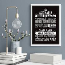 Quadro Decorativo Oração Ave Maria- Preto E Branco 24x18cm - com vidro