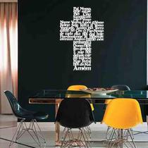 Quadro Decorativo Oração Pai Nosso Em Cruz 3Mm Vazado Marrom