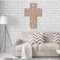 Quadro Decorativo Oração Pai Nosso Em Cruz 3Mm Vazado Marrom