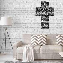 Quadro Decorativo Oração Pai Nosso Em Cruz 3Mm Vazado Marrom
