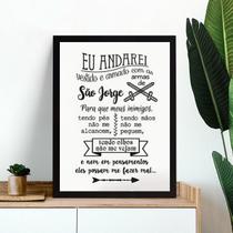 Quadro Decorativo Oração Para São Jorge 45x34cm - com vidro
