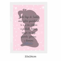 Quadro decorativo Oração Santo Anjo do Senhor com Moldura e Proteção 33x24cm