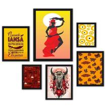 Quadro Decorativo Orixá Iansã - 6 Peças com Moldura Preta Quadro Decorativo Orixá Iansã - 6 Peças com Moldura Preta