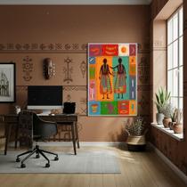 Quadro Decorativo Orixás Ibeji Divindades Gêmeas - 70X50Cm