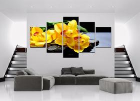 Quadro Decorativo Orquídea Amarela 5 Peças