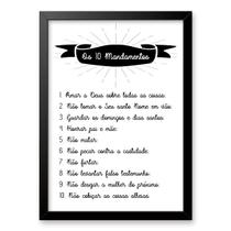 Quadro Decorativo Os 10 Mandamentos 24x18cm - com vidro