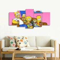 Quadro decorativo Os Simpson no Sofá Mosaico 5 Peças