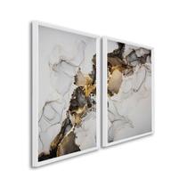 Quadro Decorativo Ouro e Chumbo com 2 Telas de Parede 60cm X 90cm Sem Vidro Quadro Decorativo Ouro e Chumbo com 2 Telas de Parede 60cm X 90cm Sem Vidro