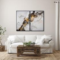 Quadro Decorativo Ouro e Chumbo com 2 Telas de Parede para Sala Quarto Escritório