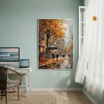 Quadro Decorativo Outono Na Cidade 70x50cm Mold Branca