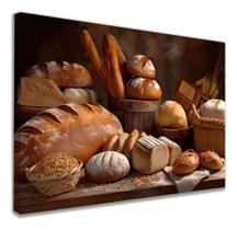 Quadro Decorativo Padaria Pães E Doces Moderno Tecido Canvas