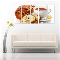 Quadro Decorativo Padarias Cafeterias Pães Café Bolos Tortas 5 Peças GG11