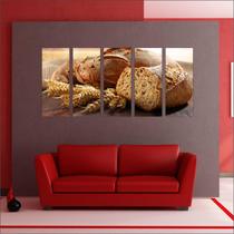 Quadro Decorativo Padarias Cafeterias Pães Café Bolos Tortas 5 Peças GG12