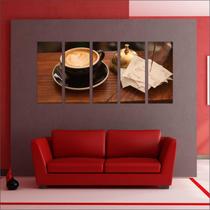 Quadro Decorativo Padarias Cafeterias Pães Café Bolos Tortas 5 Peças GG19