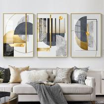 Quadro decorativo padrão de arte geométrica abstrata moderna dourada