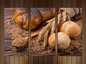 Quadro Decorativo Pães Tortas Padarias Cafeterias Gourmet Com 3 peças Com Moldura