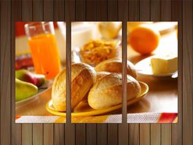 Quadro Decorativo Pães Tortas Padarias Cafeterias Gourmet Com 3 peças Com Moldura