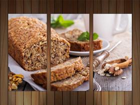 Quadro Decorativo Pães Tortas Padarias Cafeterias Gourmet Com 3 peças Com Moldura