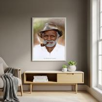 Quadro Decorativo Pai Benedito de Aruanda - 70x50cm Cor:Moldura Branca