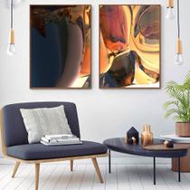Quadro decorativo painel 2 peças 60 x 40 abstrato marrom moderno sofisticado decoração - Ana Decor