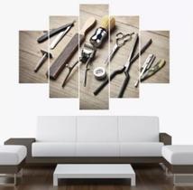 Quadro Decorativo Painel Barbearia Utensílios"