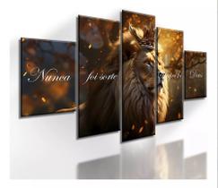 Quadro Decorativo Painel Leão Rei Coroa Frases"